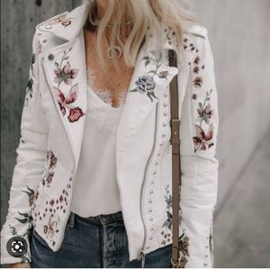 Blank NYC Rare Studded Embroidered Leather Jacket